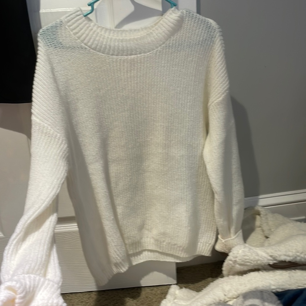 white sweater